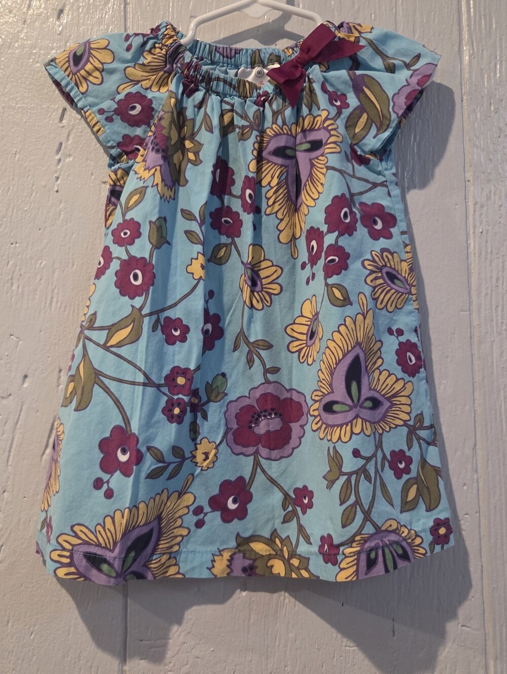 Hanna Andersson Girls' Floral Puff-Sleeve Dress - Blue & Purple